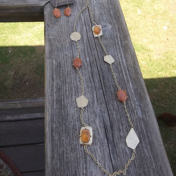 NWT CHICOS Norma long statement  Necklace matching earrings set - Picture 5 of 16